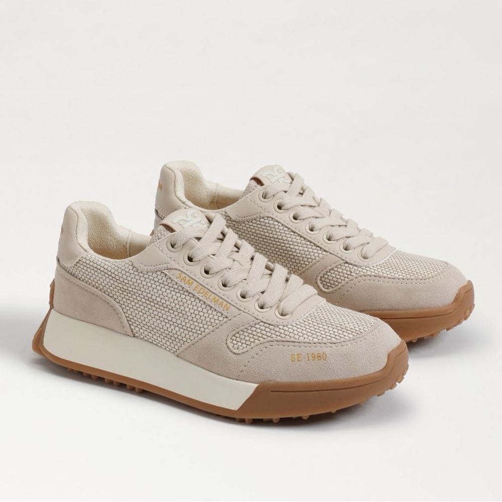 Sam Edelman Beige & Gum-Trim Low-Top Sneakers